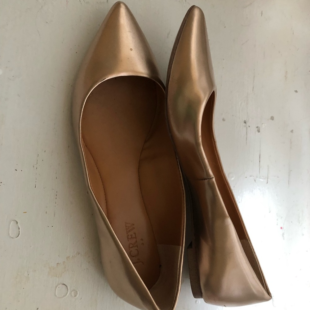 J. crew gold pointed flats
